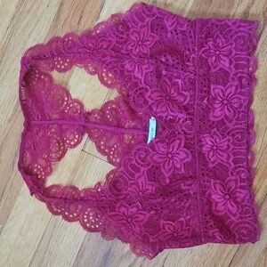 Kimchi Blue Floral Lace Bralette in Deep Red